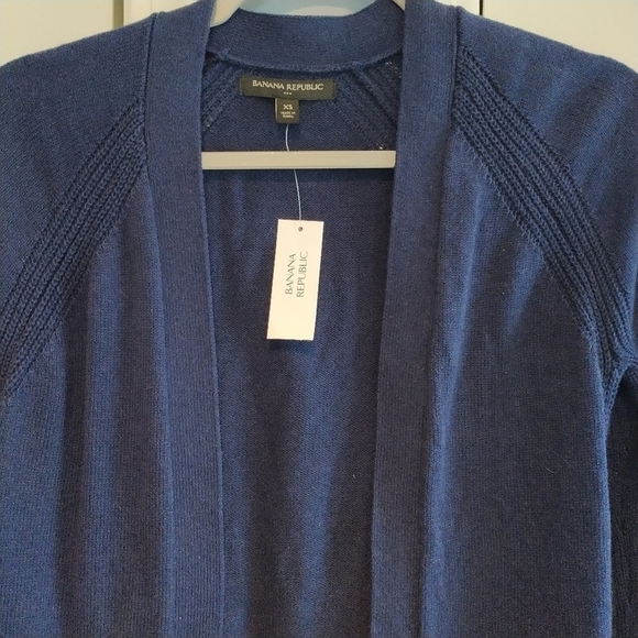 Banana Republic Long Open Front Knit Navy Cardigan XS - Picture 1 of 9